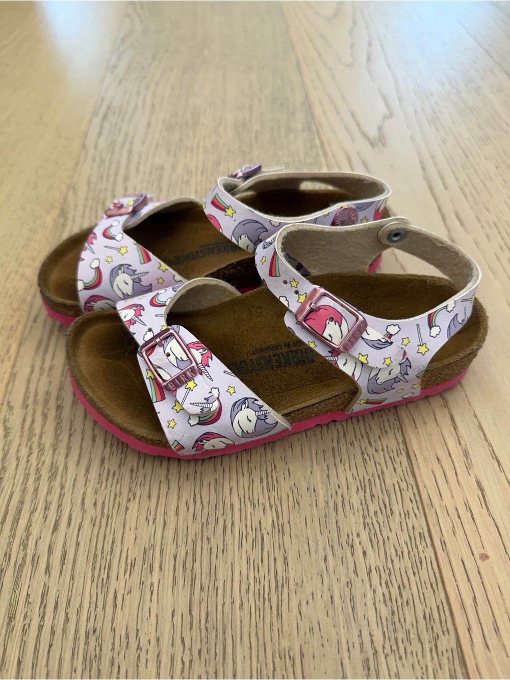 Birkenstock Kids Unicorn Print Lavender and Pink Sandals